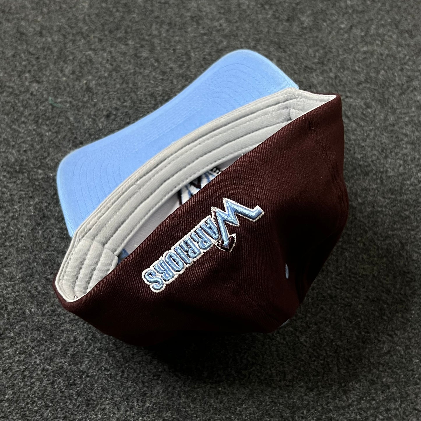 Fitted Baseball Cap – White, Sky Blue & Maroon ( S size )