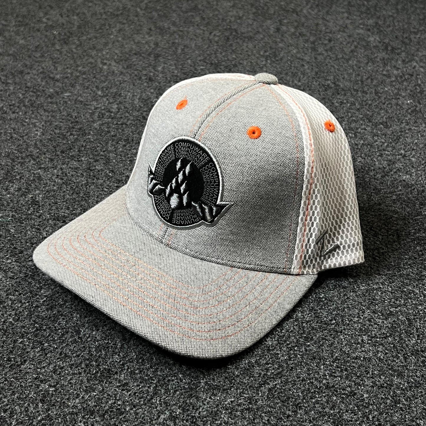 Gray & White Fitted Trucker Cap – Modern Casual Style ( S size )
