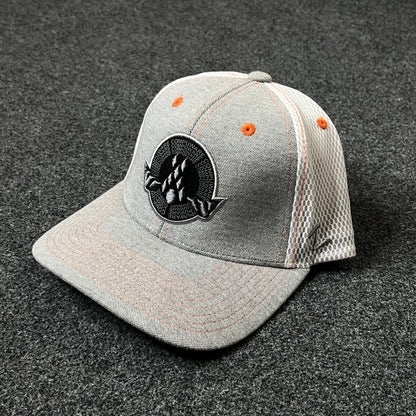 Gray & White Fitted Trucker Cap – Modern Casual Style ( S size )
