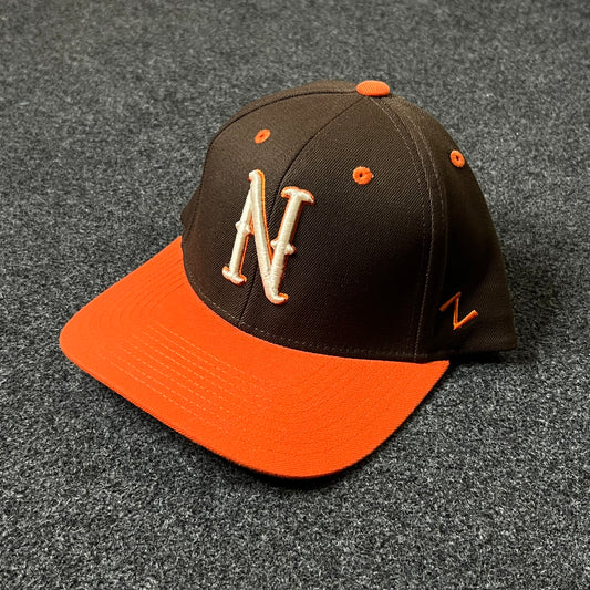 Brown & Orange Fitted Cap – Bold Team Style ( S size )