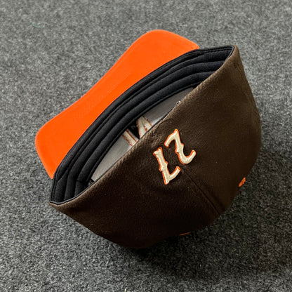 Brown & Orange Fitted Cap – Bold Team Style ( S size )