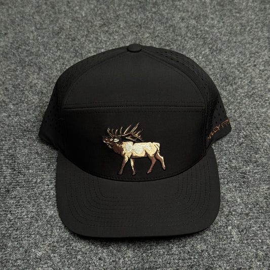 Muley Freak Bugling Elk 7-Panel Performance Cap – Black