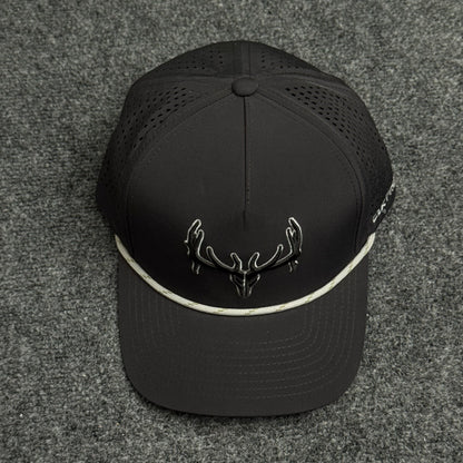 PRO Elk Logo Rope Flatty in the Solid Black Cap