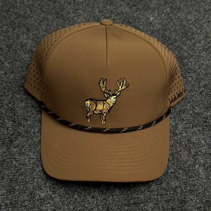 PRO Mule Deer Head Rope Flatty in the Coyote Brown Cap
