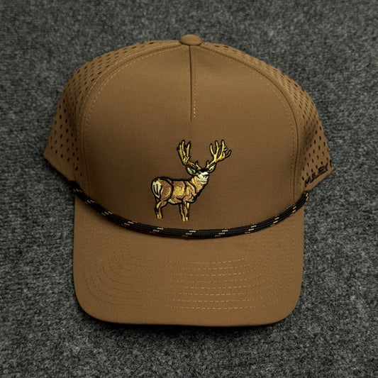 PRO Mule Deer Head Rope Flatty in the Coyote Brown Cap