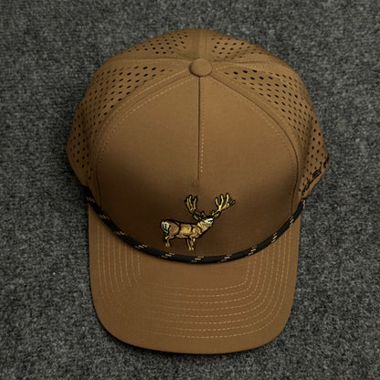 PRO Mule Deer Head Rope Flatty in the Coyote Brown Cap