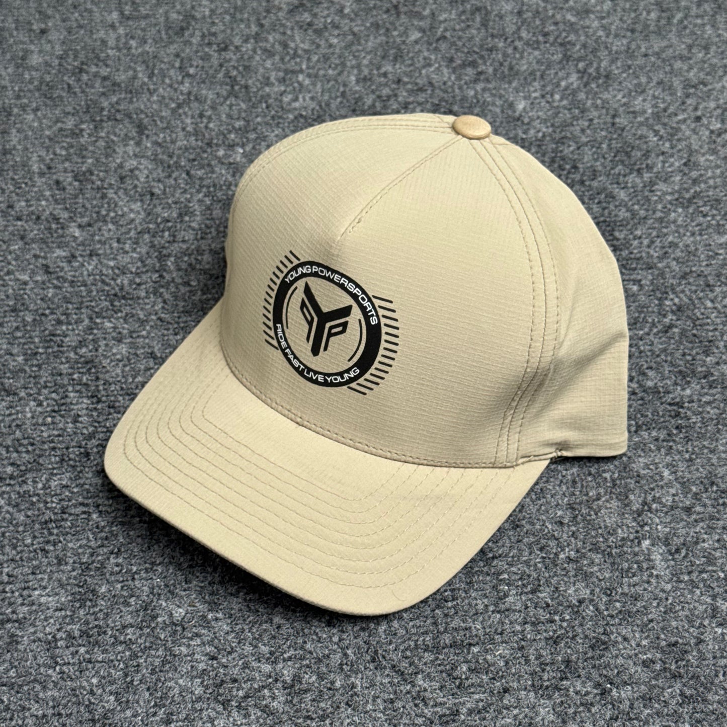 Young Powersports emblem in the Khaki/Sand colorway Cap