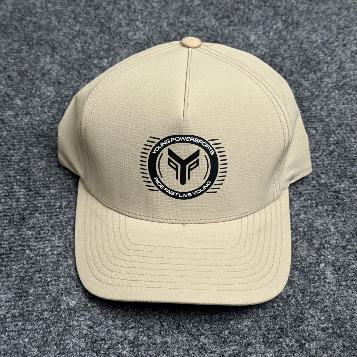 Young Powersports emblem in the Khaki/Sand colorway Cap