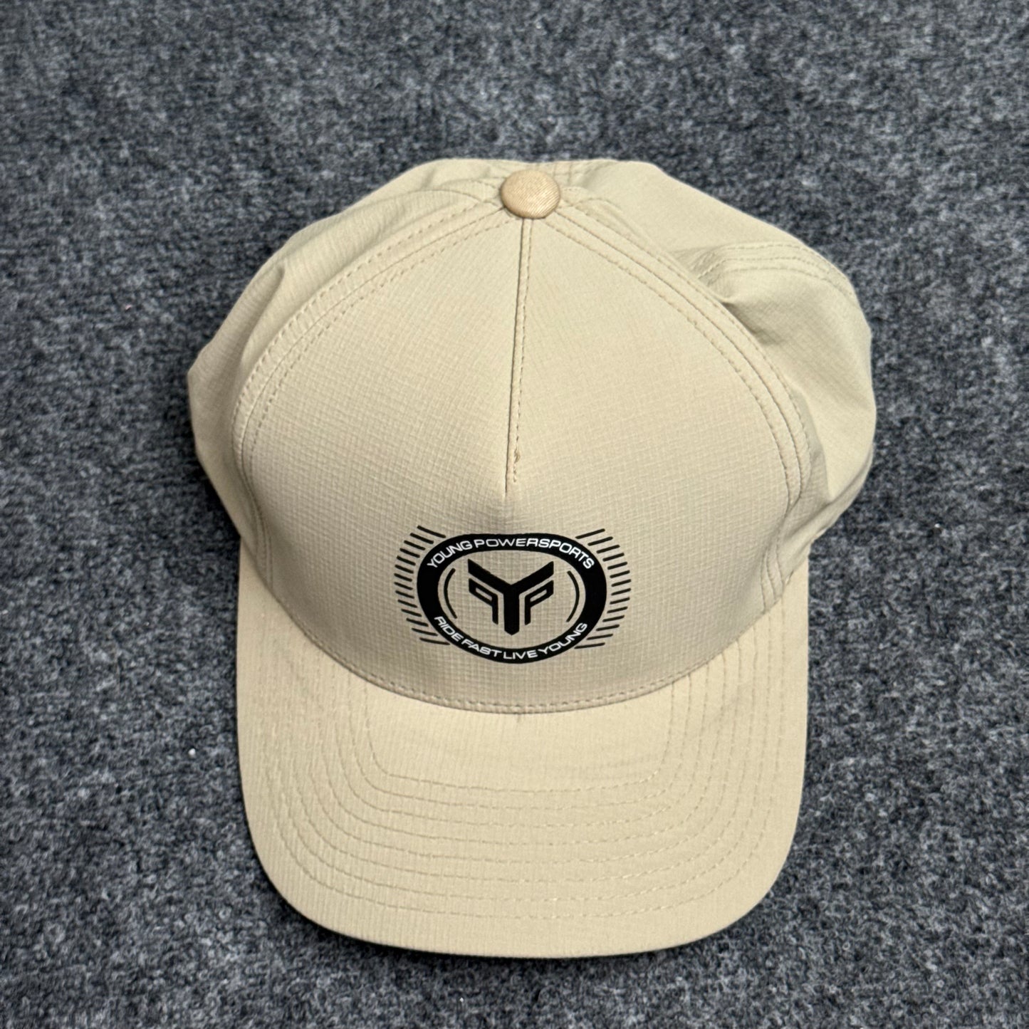 Young Powersports emblem in the Khaki/Sand colorway Cap