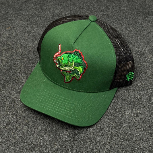 "Smoking Bass" Fishing Forest Green Edition Snapback Cap