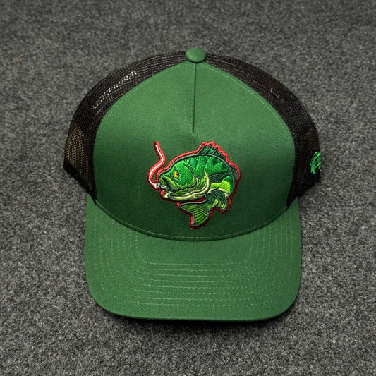 "Smoking Bass" Fishing Forest Green Edition Snapback Cap