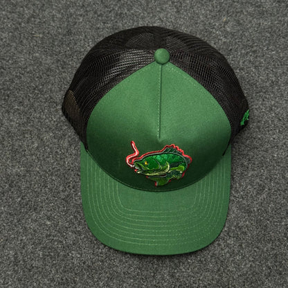"Smoking Bass" Fishing Forest Green Edition Snapback Cap
