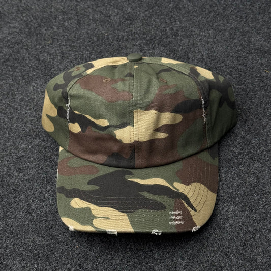 District Distressed Cap (DT600) in the Military Camo colorway