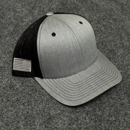 Heather Gray and Black American Flag Cap