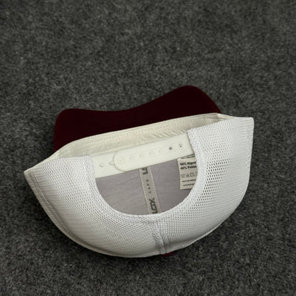 Maroon and White Mesh Trucker Cap
