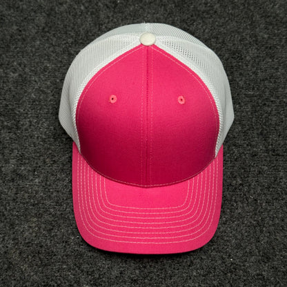 Hot Pink and White Mesh Trucker Cap
