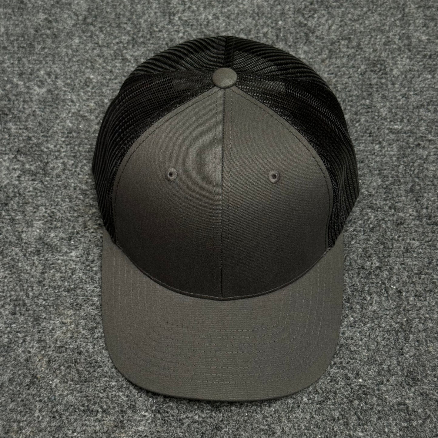 Charcoal Gray and Black Mesh Trucker Cap