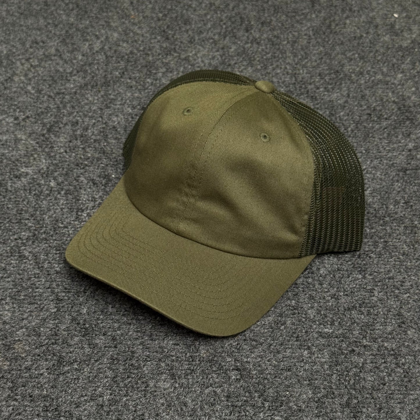 Solid Olive Green Mesh Trucker Cap
