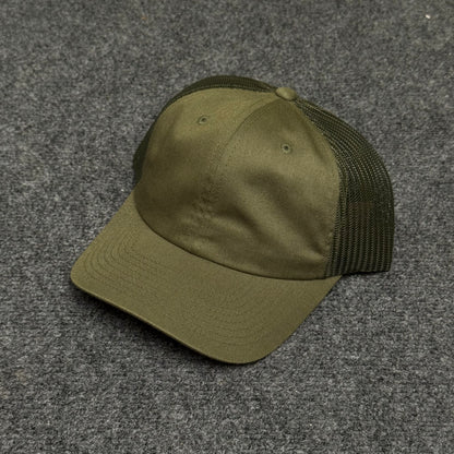 Solid Olive Green Mesh Trucker Cap