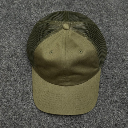 Solid Olive Green Mesh Trucker Cap