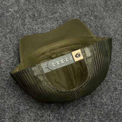 Solid Olive Green Mesh Trucker Cap