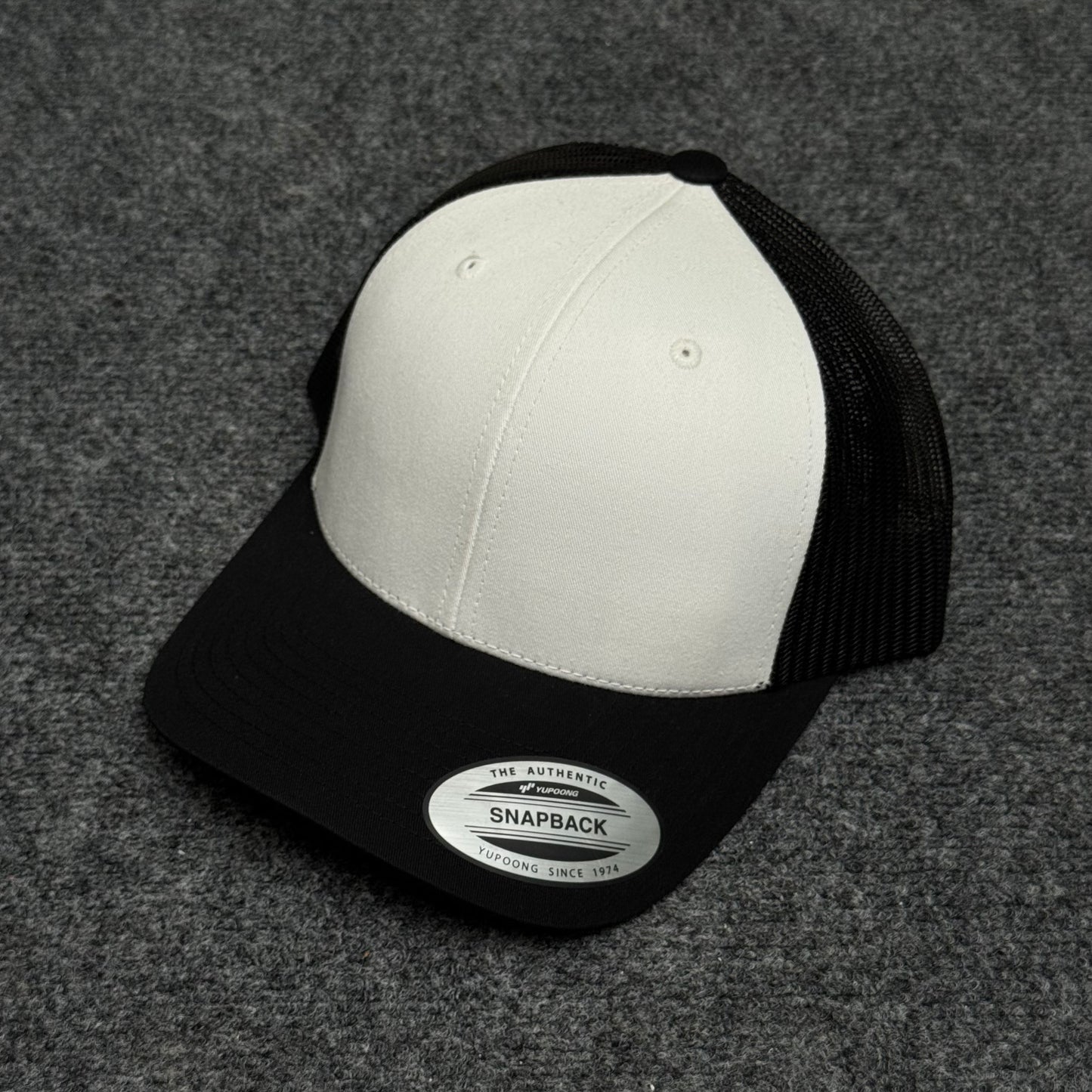 Retro White and Black Mesh Trucker Cap