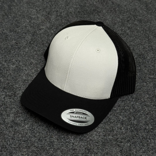 Retro White and Black Mesh Trucker Cap