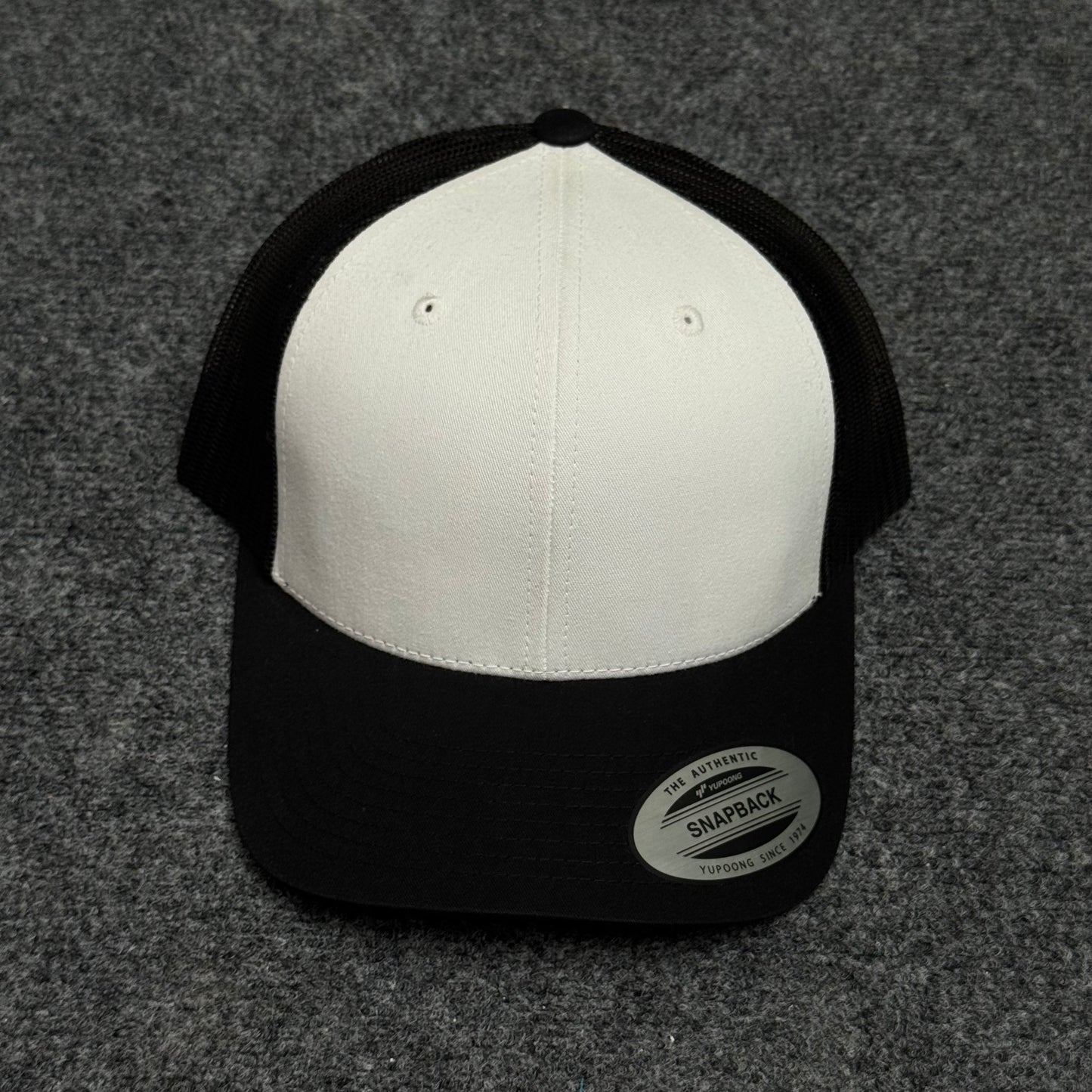 Retro White and Black Mesh Trucker Cap