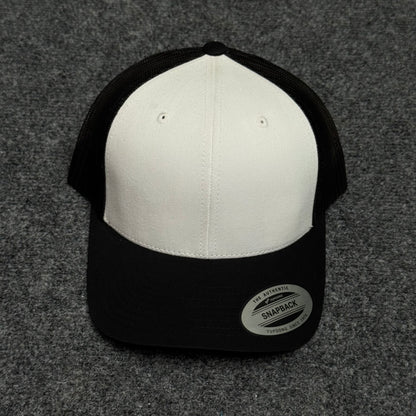 Retro White and Black Mesh Trucker Cap