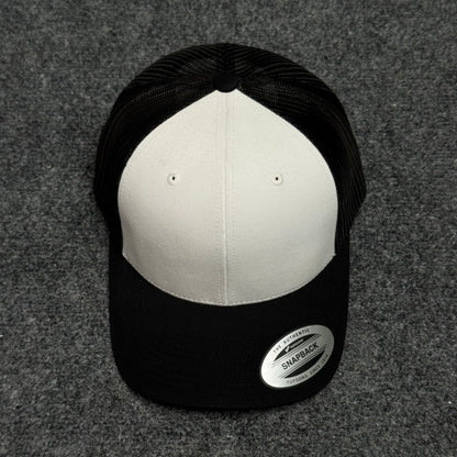 Retro White and Black Mesh Trucker Cap