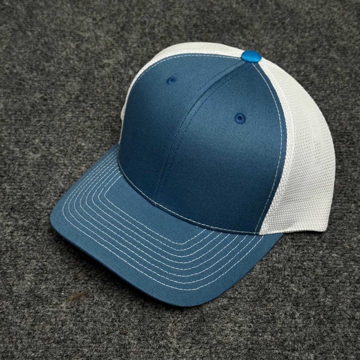 Slate-Blue and White Mesh Trucker Cap