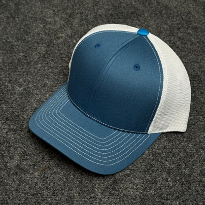 Slate-Blue and White Mesh Trucker Cap