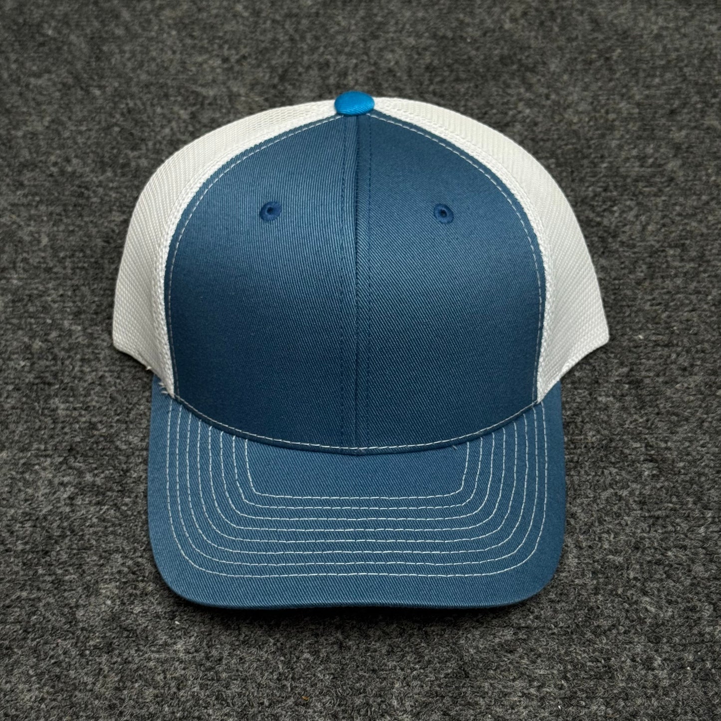 Slate-Blue and White Mesh Trucker Cap