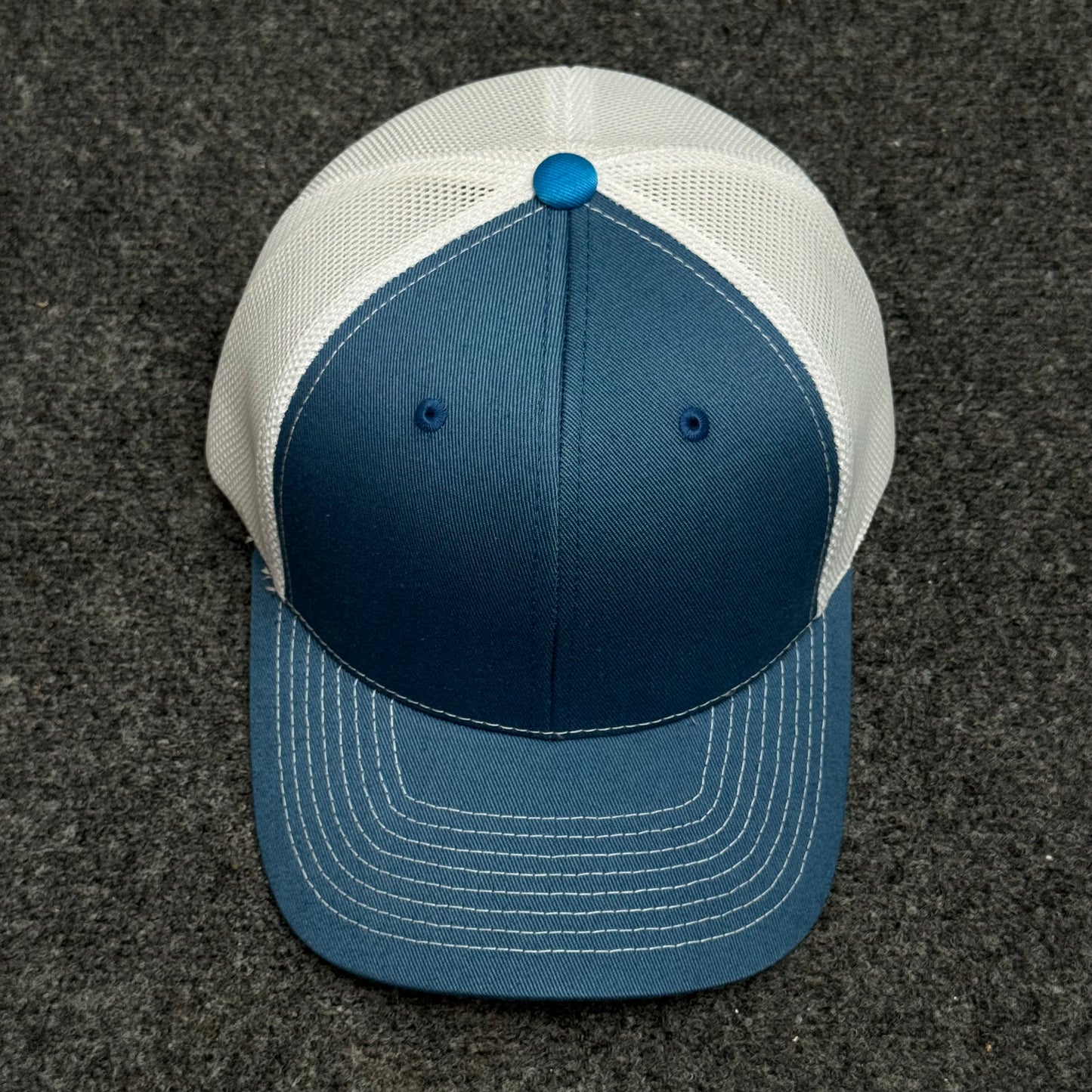 Slate-Blue and White Mesh Trucker Cap