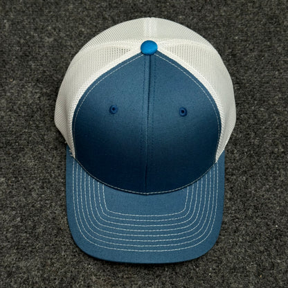 Slate-Blue and White Mesh Trucker Cap