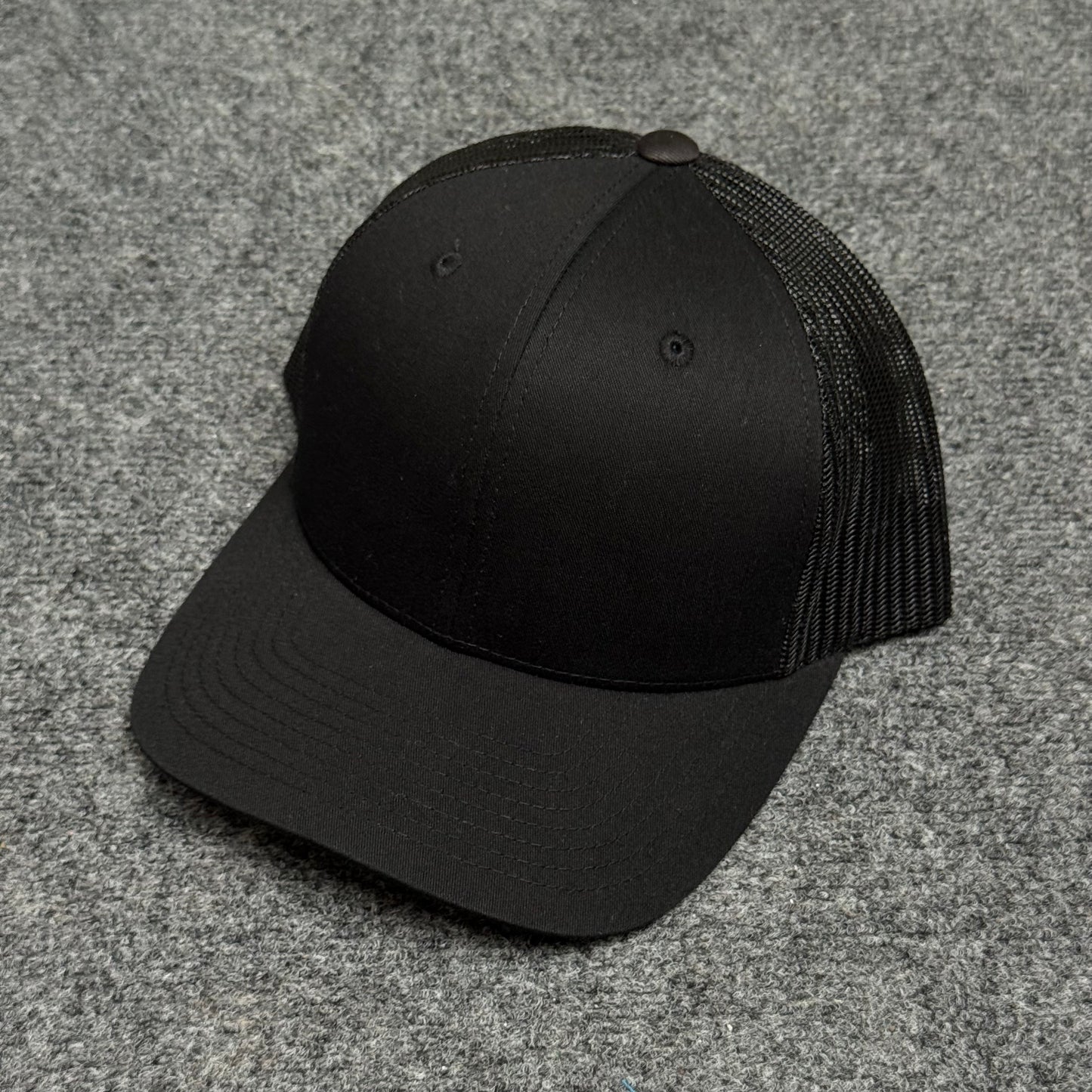 Solid Black Mesh Trucker Cap