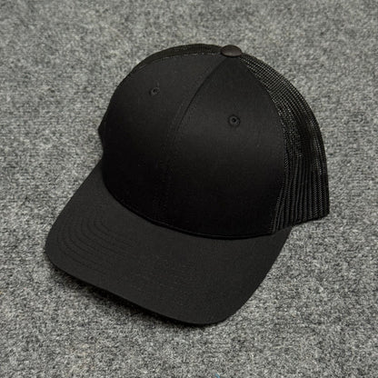 Solid Black Mesh Trucker Cap