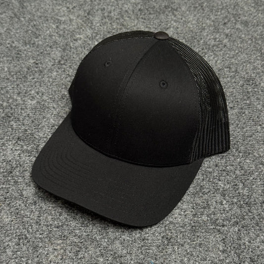 Solid Black Mesh Trucker Cap