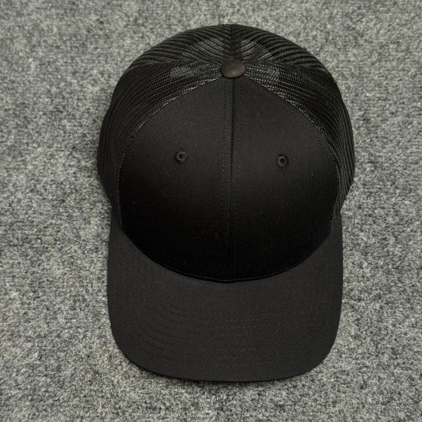 Solid Black Mesh Trucker Cap