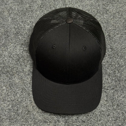 Solid Black Mesh Trucker Cap
