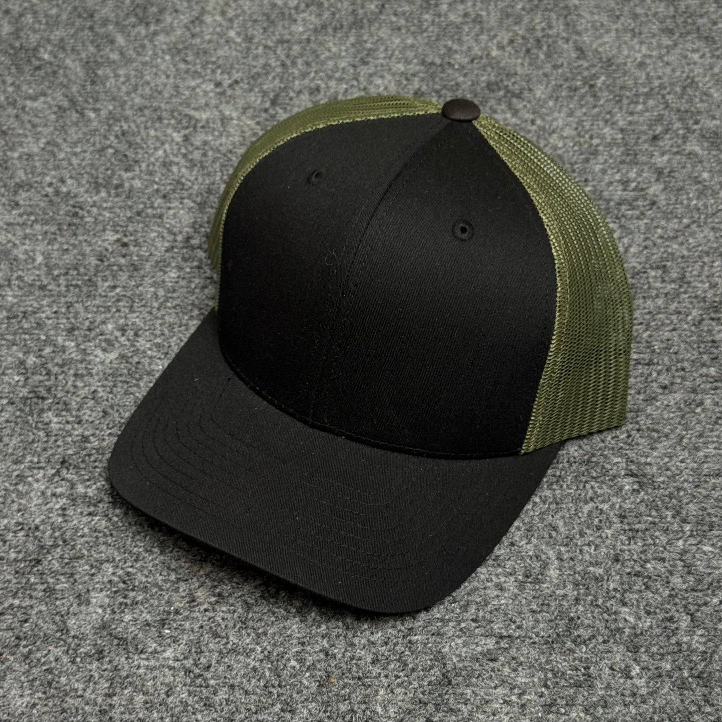 Black and Olive Green Mesh Trucker Cap