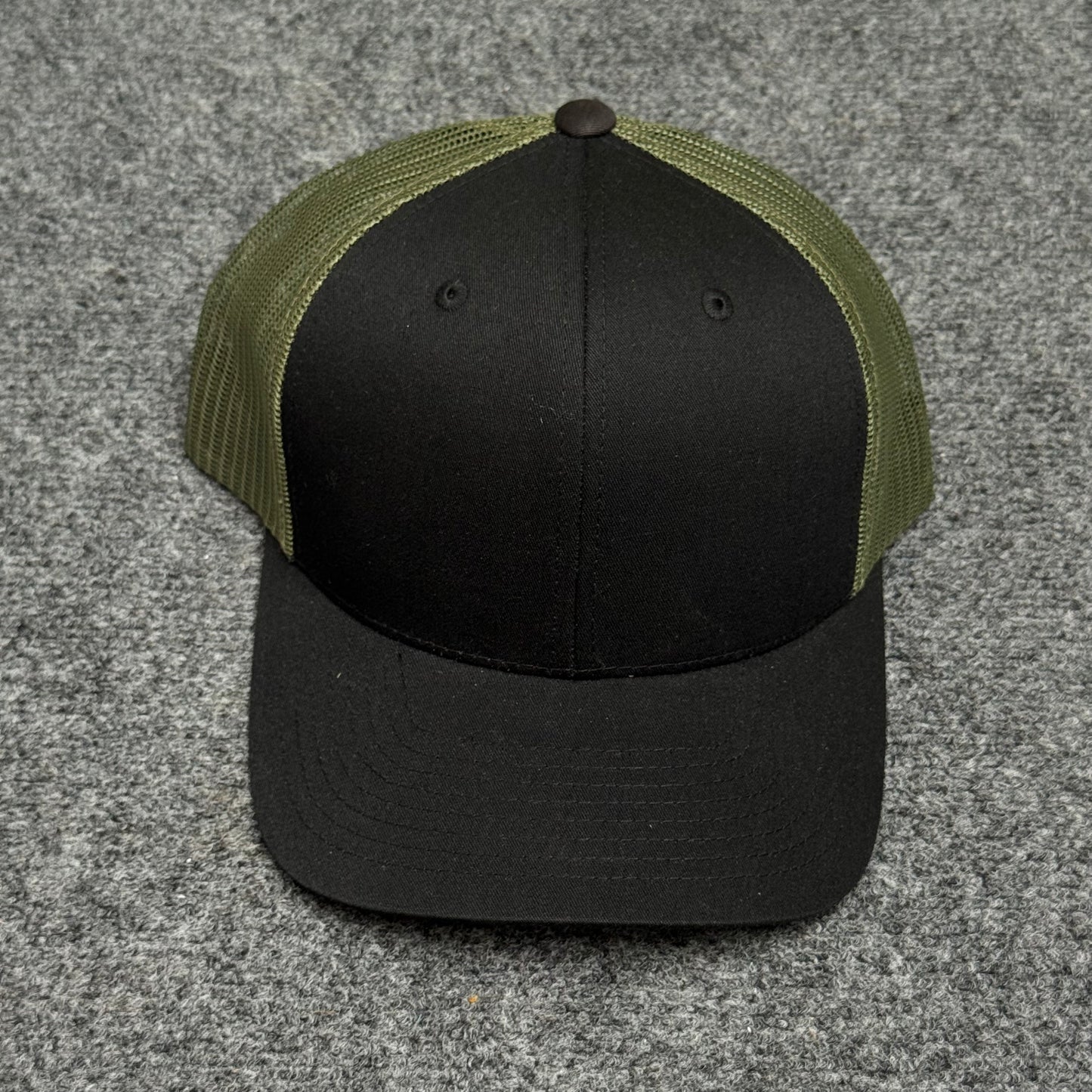 Black and Olive Green Mesh Trucker Cap