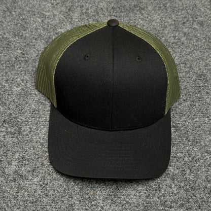 Black and Olive Green Mesh Trucker Cap