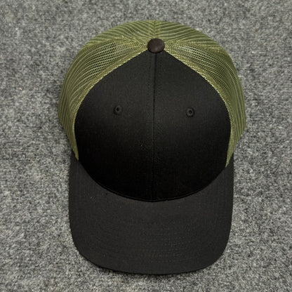 Black and Olive Green Mesh Trucker Cap