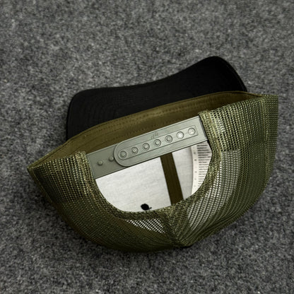 Black and Olive Green Mesh Trucker Cap