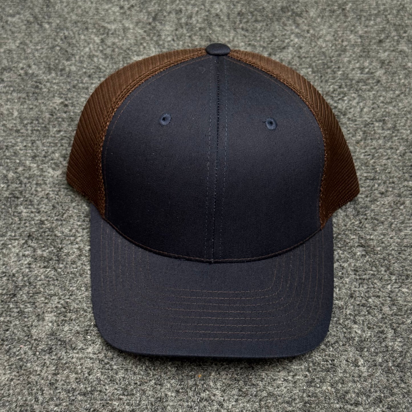Navy Blue and Brown Mesh Trucker Cap