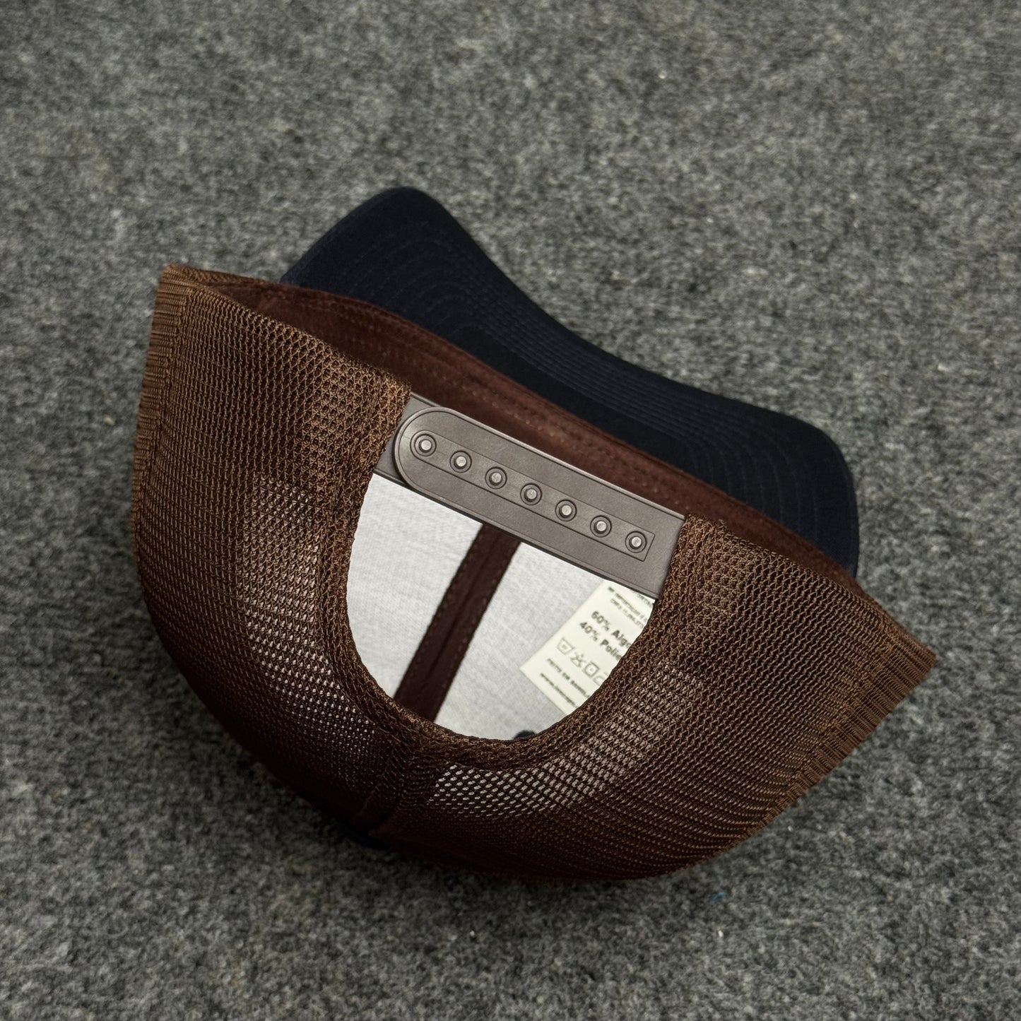 Navy Blue and Brown Mesh Trucker Cap