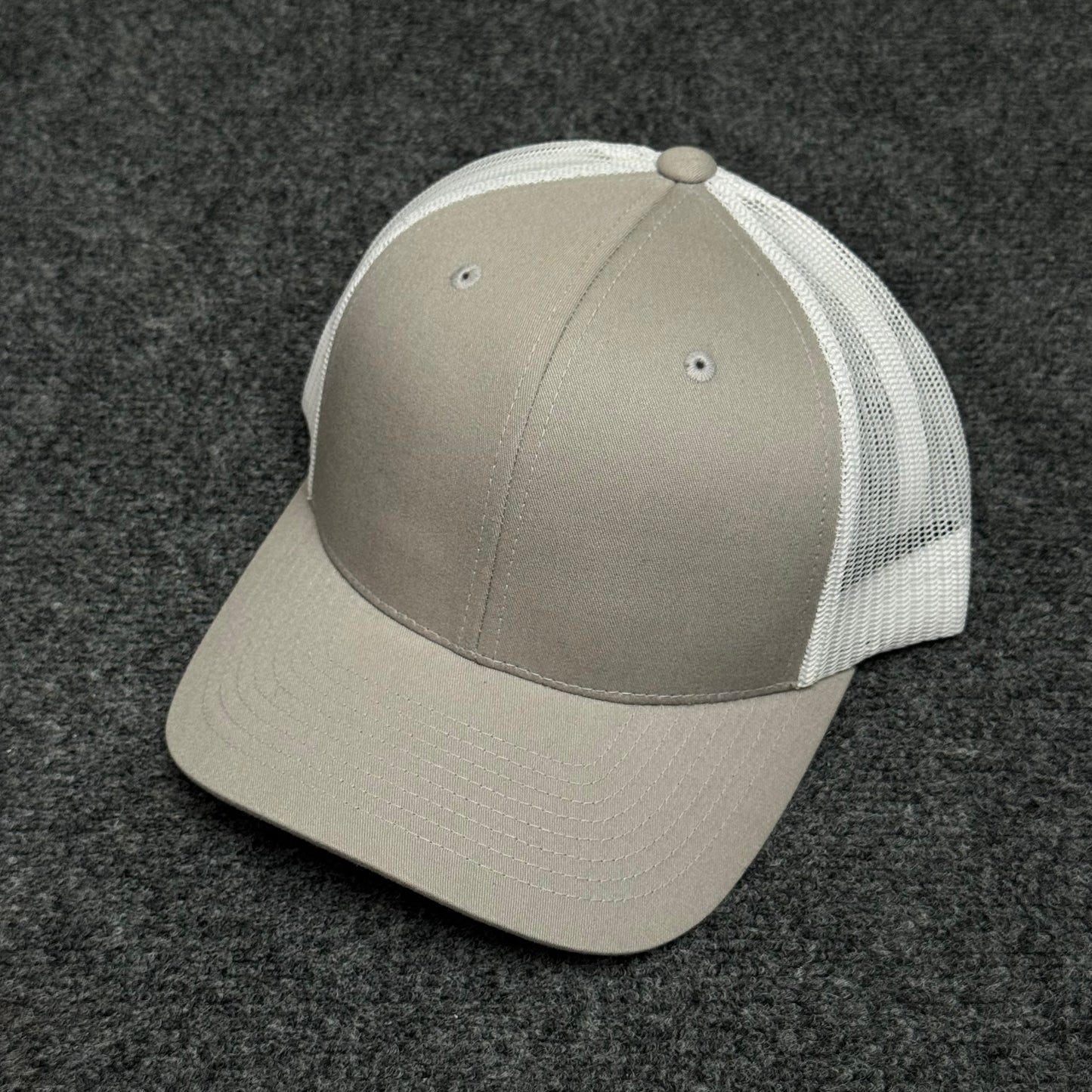 Light Gray and White Mesh Trucker Cap