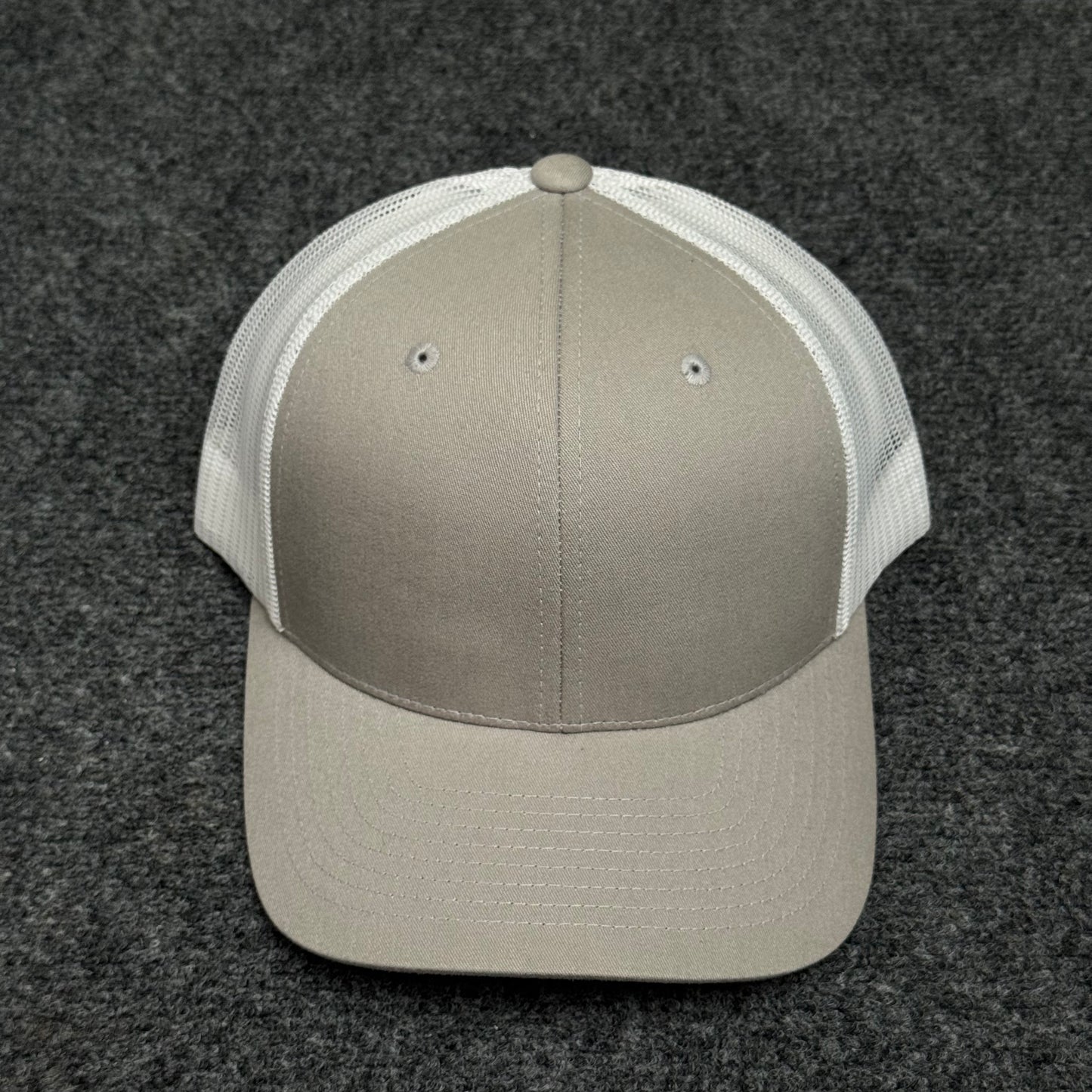 Light Gray and White Mesh Trucker Cap