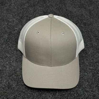 Light Gray and White Mesh Trucker Cap